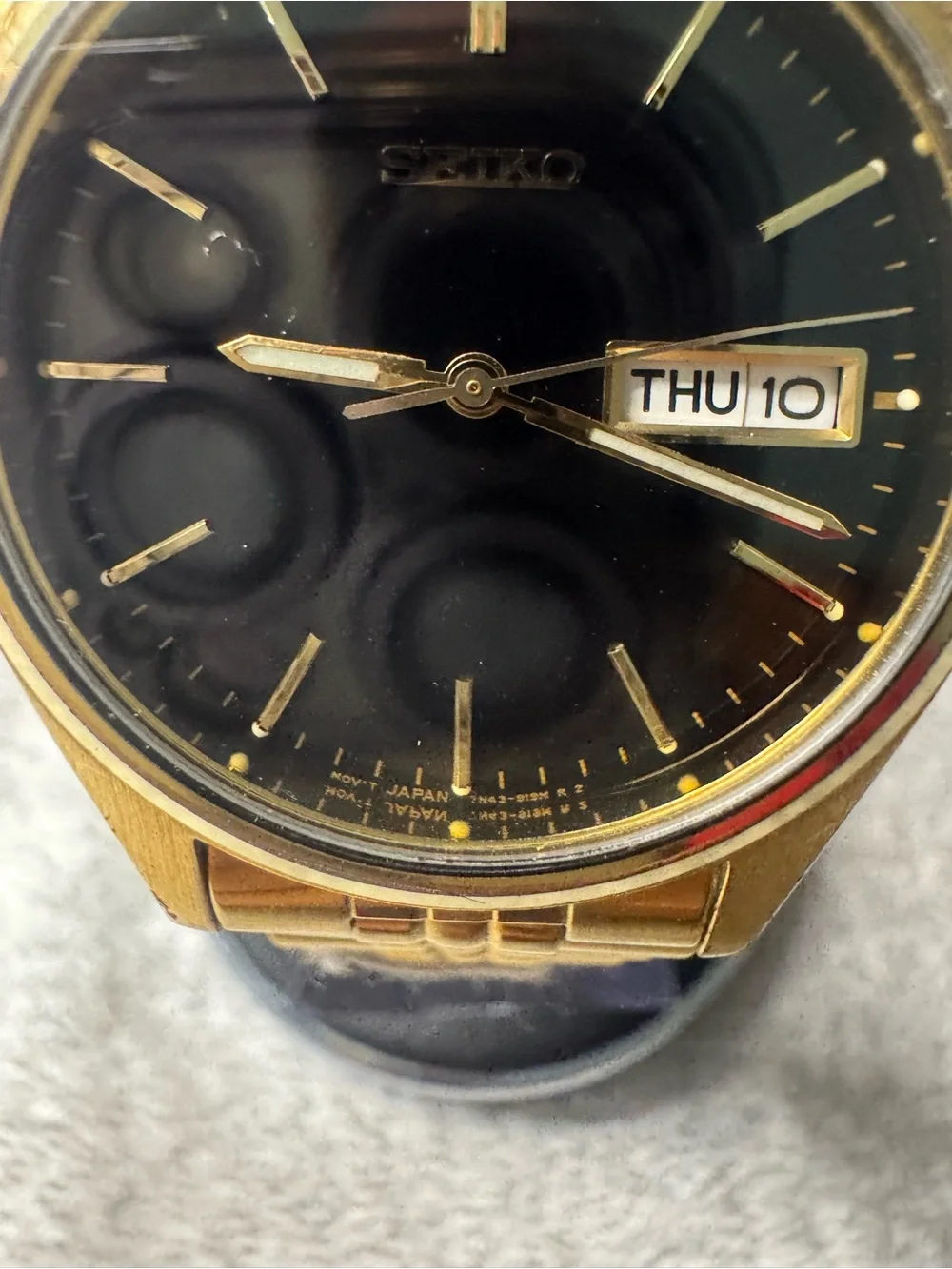 Seiko Gold-Tone Bracelet Watch with Black Dial